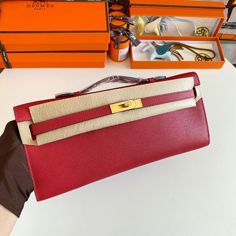 Hermes Kelly Cut31 EP Gold Button Q5 Flag Red